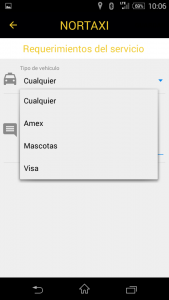 Captura app norttaxi requerimientos del servicio