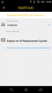 Captura de la aplicación de norttaxi